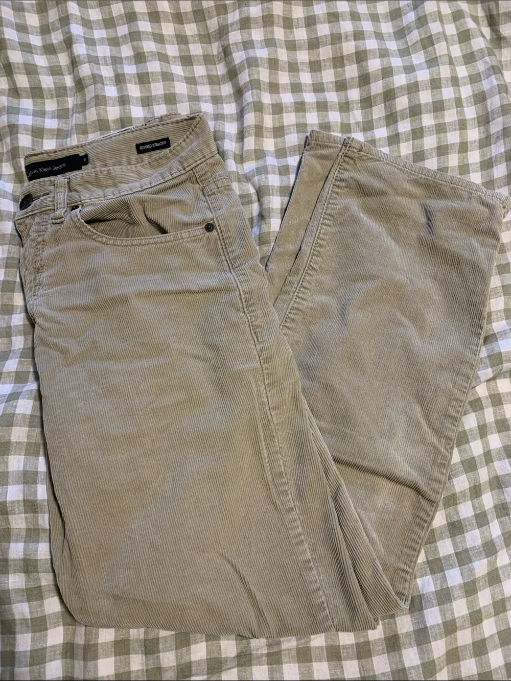 Calvin Klein 100% cotton beige corduroy pants